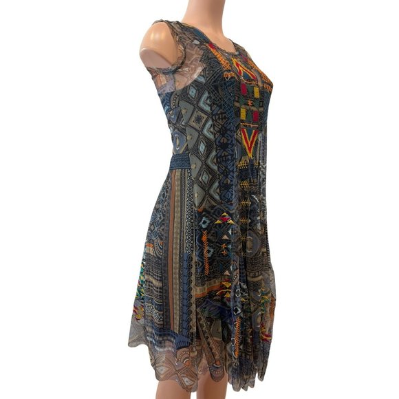 ❤️final sale Johnny Was Meline Mesh Dress Blue Small❤️Final Sale .. * - Picture 3 of 9
